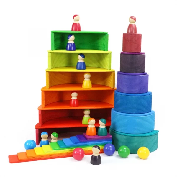 Jouets éducatifs en bois en forme de pont arc-en-c
