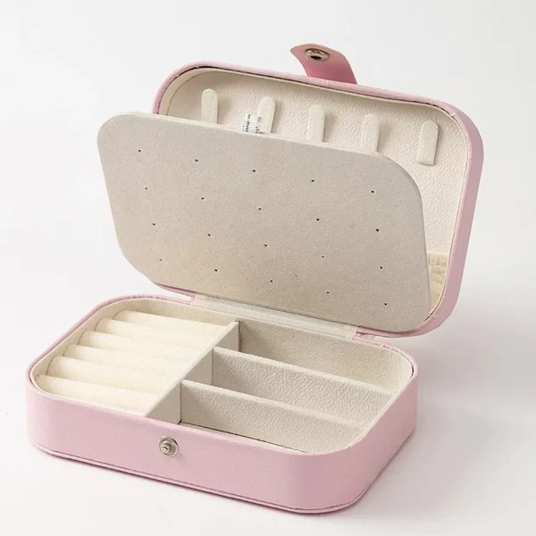 Boîte à bijoux portable mini en cuir PU, doublée d