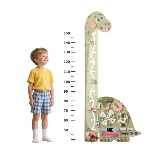 Tableau d'activités Montessori en bois avec dinosa