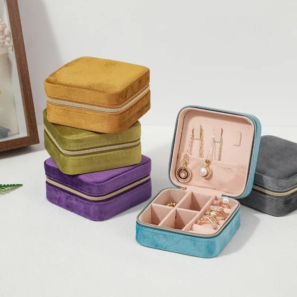 Boîte à bijoux en velours pour femmes, organiseur