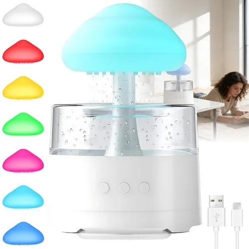 S72341fce90234805a02a227a30bc72abb.webp Humidificateur Diffuseur Nuage de Pluie LED