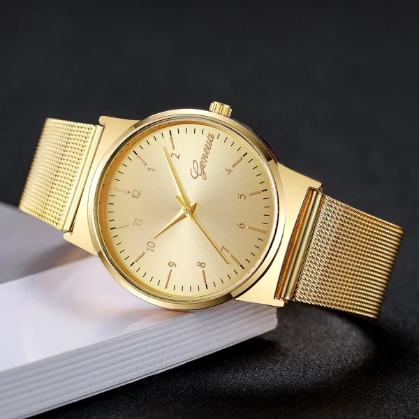 Montre à quartz avec bracelet en maille pour femme