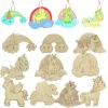 Ornement licorne en bois de dessin animé, 10 pièce