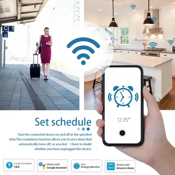 S84ad99bb17964eaeb19bf2c0ead3b508V.webp Prise intelligente Tuya EU16A/20A Wifi, avec surve