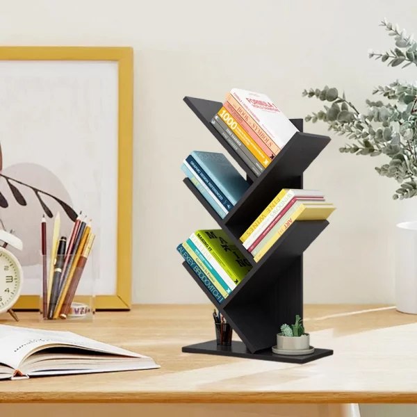 Étagère à livres en bois en forme d'arbre à 5 nive