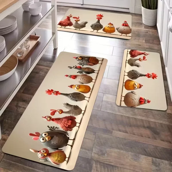 S91ef110bd8cb4262ab65edb262c11bb1w.webp Tapis de cuisine de poulet de dessin animé amusant