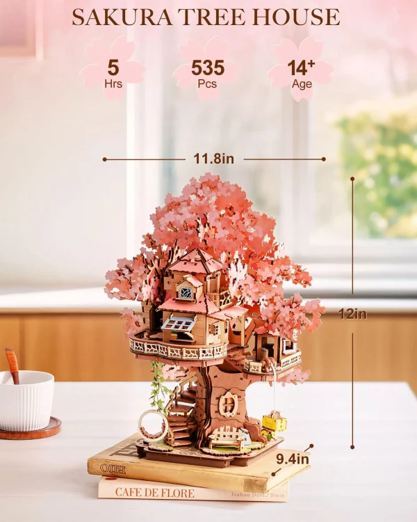 S9c09f345193941ba8cac3517fddeef05j.webp Robotime Sakura Tree House, kit de puzzle en bois