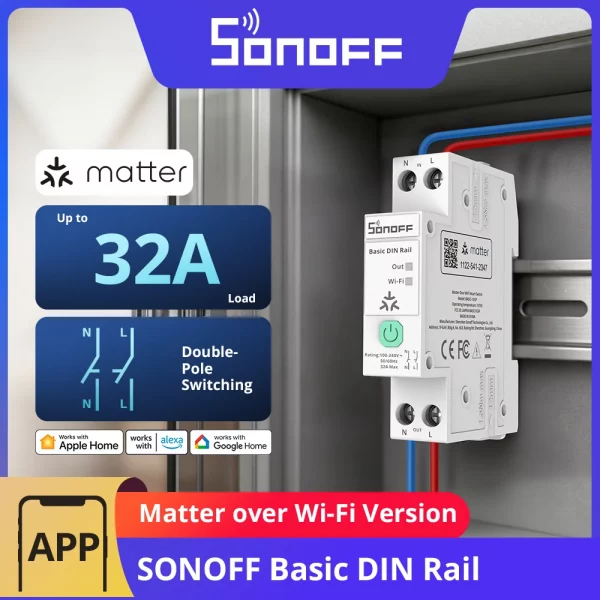 Interrupteur DIN à canal unique SONOFF BASIC-1GSP,