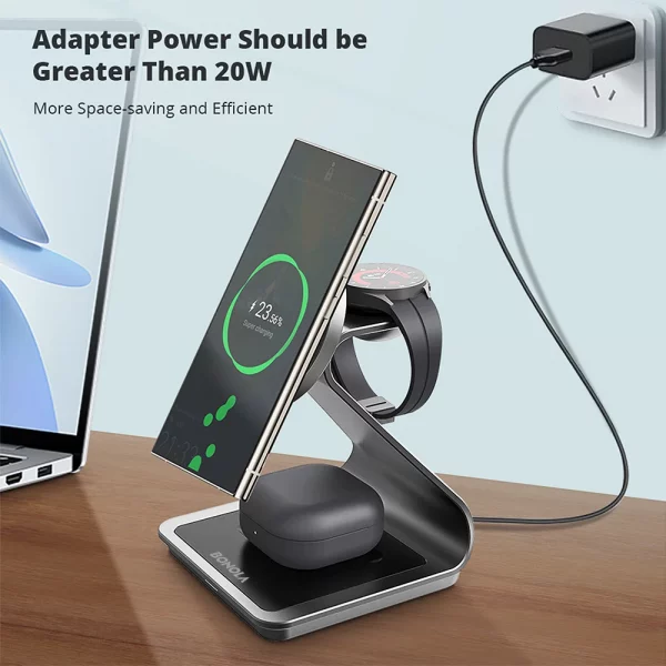 Station de Charge Magnétique 3 en 1 Bonola – iPhone, Apple Watch, AirPods
