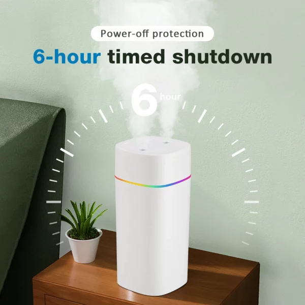 Sb0e5c19757db4c2989f9e93607eca509R.webp Humidificateur Diffuseur Double Pulvérisation Aromathérapie LED 600ml