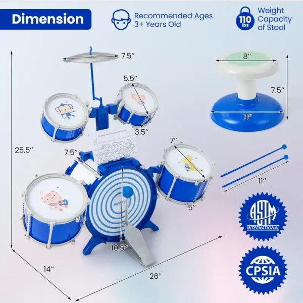 Ensemble de batterie éducatif pour enfants, jouet,