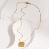 Collier pendentif carré en acier inoxydable plaqué