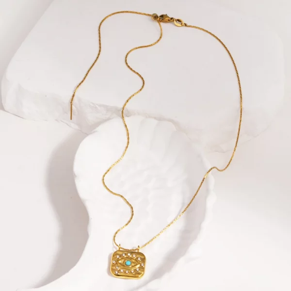 Collier pendentif carré en acier inoxydable plaqué
