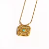 Collier pendentif carré en acier inoxydable plaqué