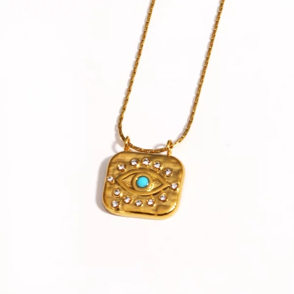 Collier pendentif carré en acier inoxydable plaqué