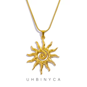 Collier pendentif soleil en spirale pour femme - A