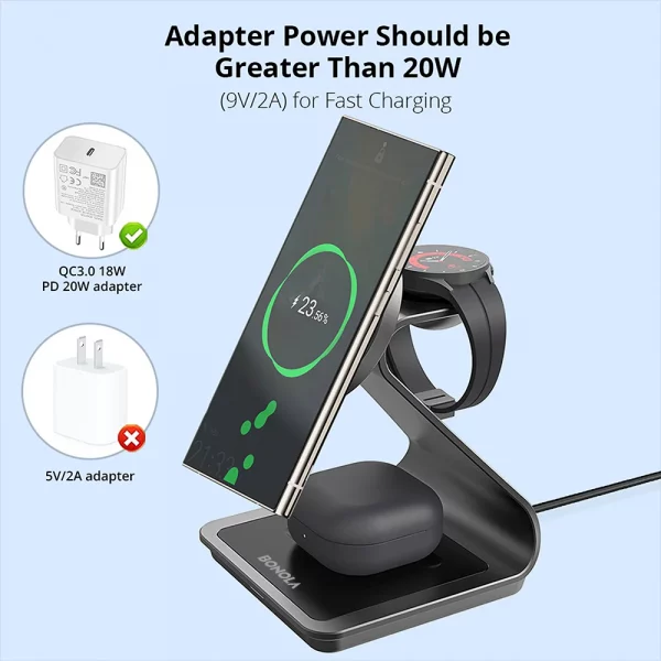 Station de Charge Magnétique 3 en 1 Bonola – iPhone, Apple Watch, AirPods
