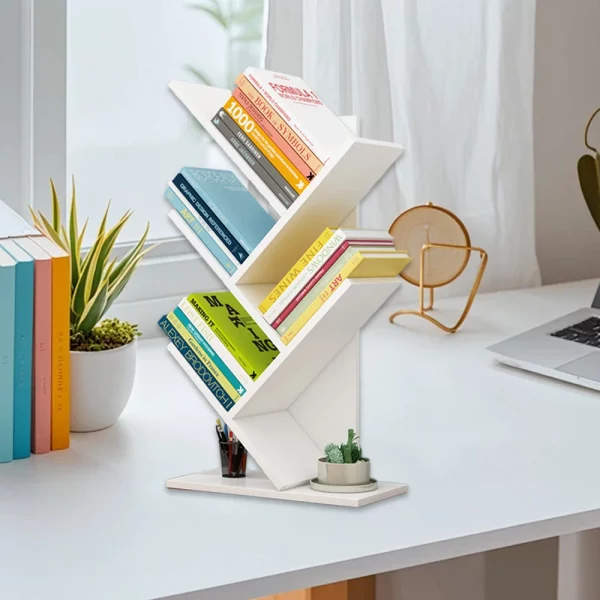 Étagère à livres en bois en forme d'arbre à 5 nive