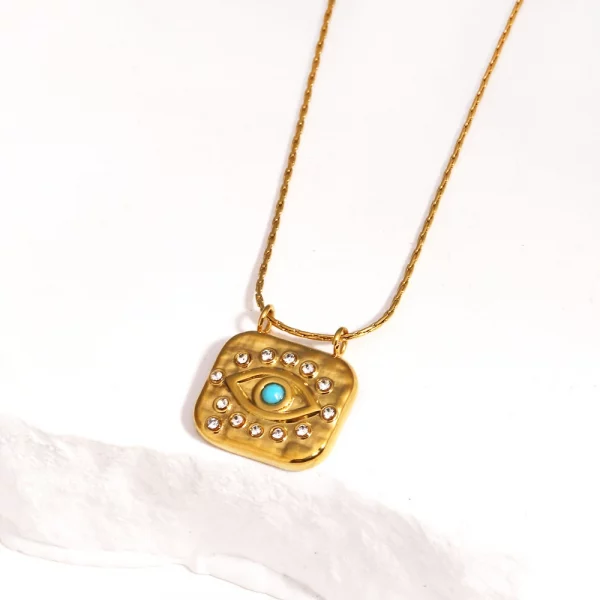 Collier pendentif carré en acier inoxydable plaqué