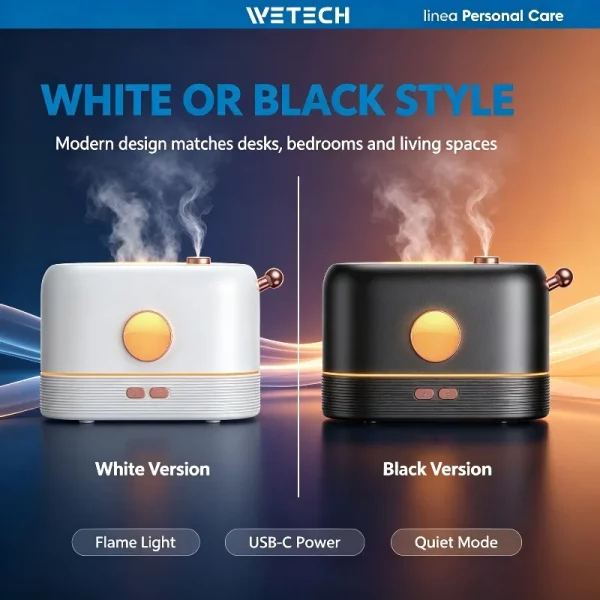 Diffuseur d'arômes à effet flamme 200 ml USB-C 5V,