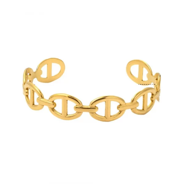 Sceaa4123ba9f42c39d31243a938d0fafB.webp Bracelet ouvert en acier inoxydable plaqué or, des