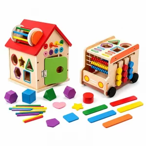 Sd5ae87b617f34845ac83729d5b63c01fK.webp Jouets en bois Montessori : Cube d'activités, Bus