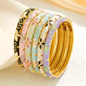 Bracelet en émail coloré à fleurs, style bohème en