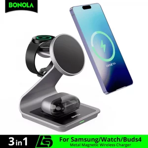 Station de Charge Magnétique 3 en 1 Bonola – iPhone, Apple Watch, AirPods