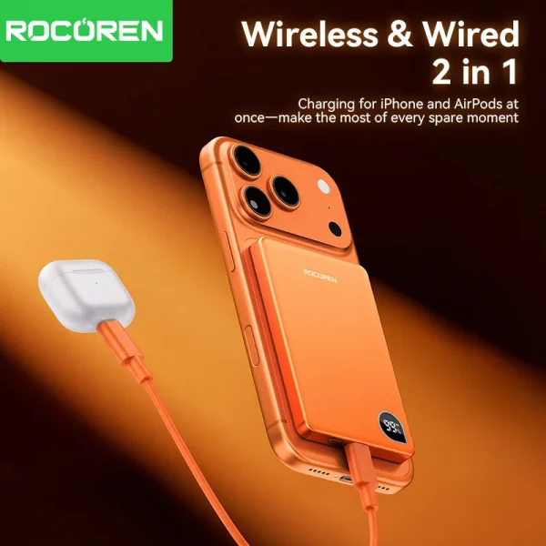 Rocoren Power Bank Magnétique 10000mAh, Chargeur P