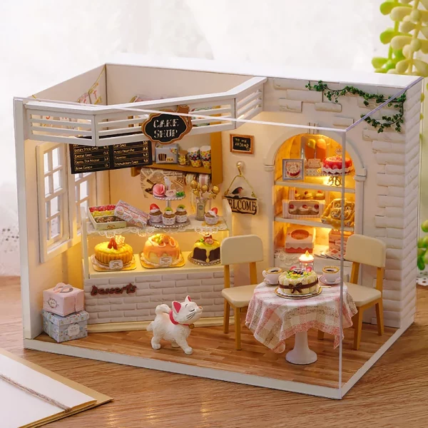 Sed6db9780e17488c91e087d4cc29f1a4B.webp Mini maison de poupée chaton, Puzzle 3D, Kit de co