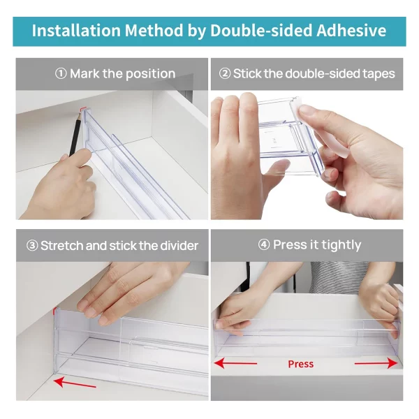 Sf0c49ea5c21b4798ade7e5574cc378daE.webp Diviseurs de Tiroirs Extensibles et Ajustables – Lot Organisateur Transparent
