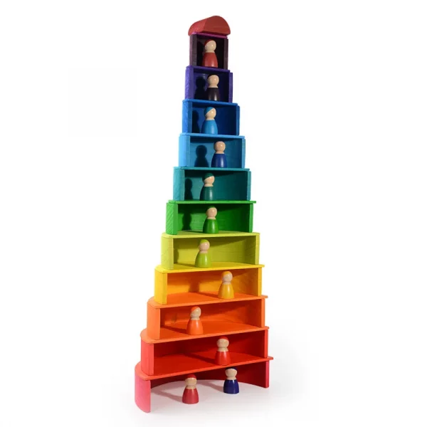 Jouets éducatifs en bois en forme de pont arc-en-c