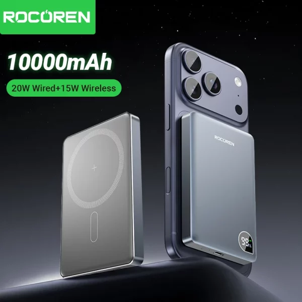 Rocoren Power Bank Magnétique 10000mAh, Chargeur P